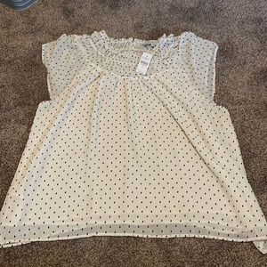 NWT Loft Polka Dot Top, Sz XL